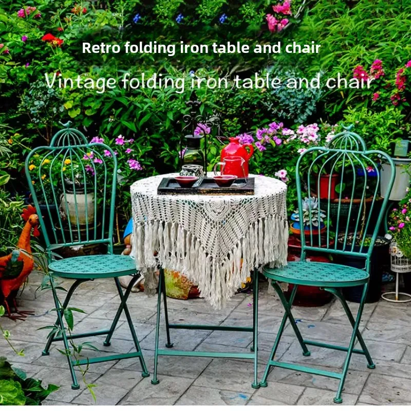 Outdoor Furniture Metal Chairs - Binnenplaats Tuinstoelen Ijzer Uitgeholde klaptafels en