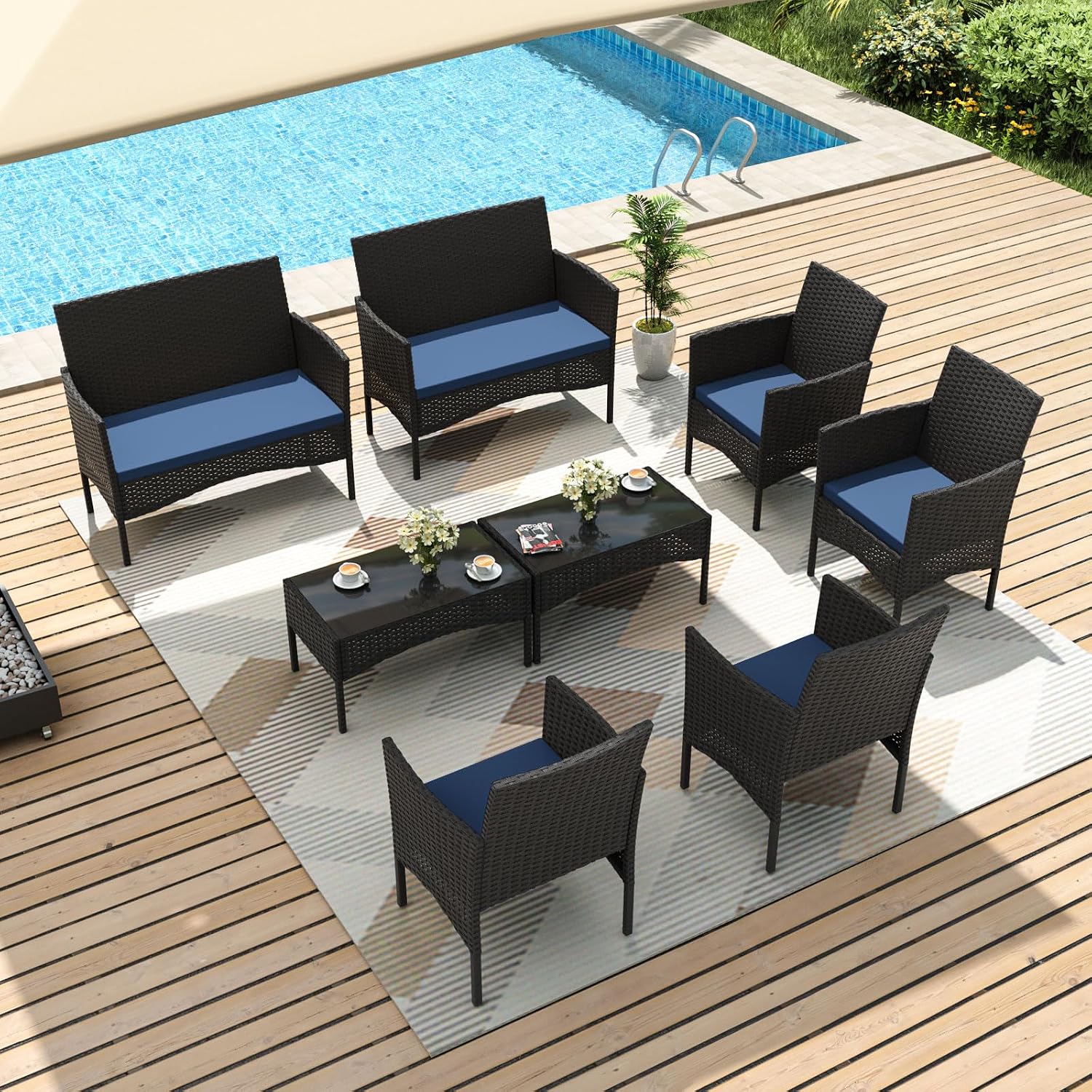 8-delige tuinmeubelset, wicker - Outdoor Furniture Metal Chairs recensie en prijs